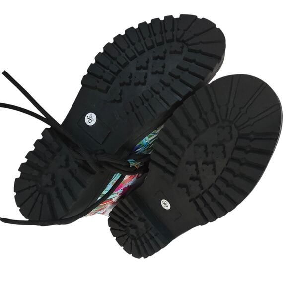 Tropical Flamingo Vegan-Friendly Leather Woman Premium Statement Boots Size 5.5 - Picture 2 of 8